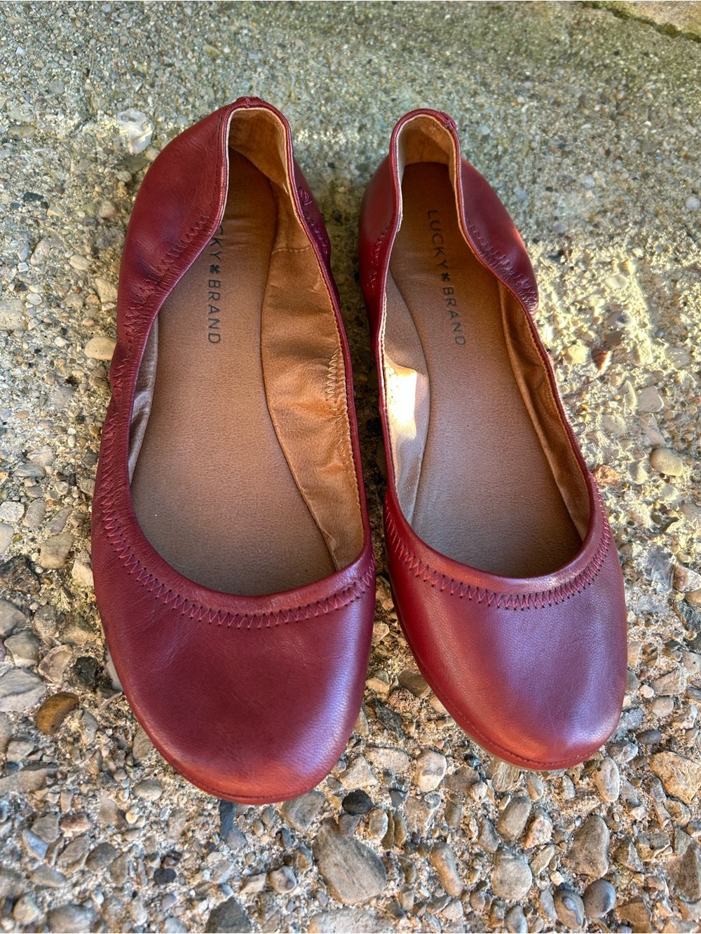 Lucky Brand Women's Burgundy Red Leather Slip-On Ballet Flats Size 9